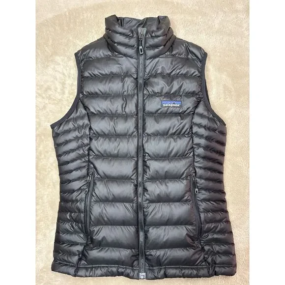 Patagonia Down Sweater Vest Puffer Insulated Full Zip Womens XS Black - Picture 1 of 6